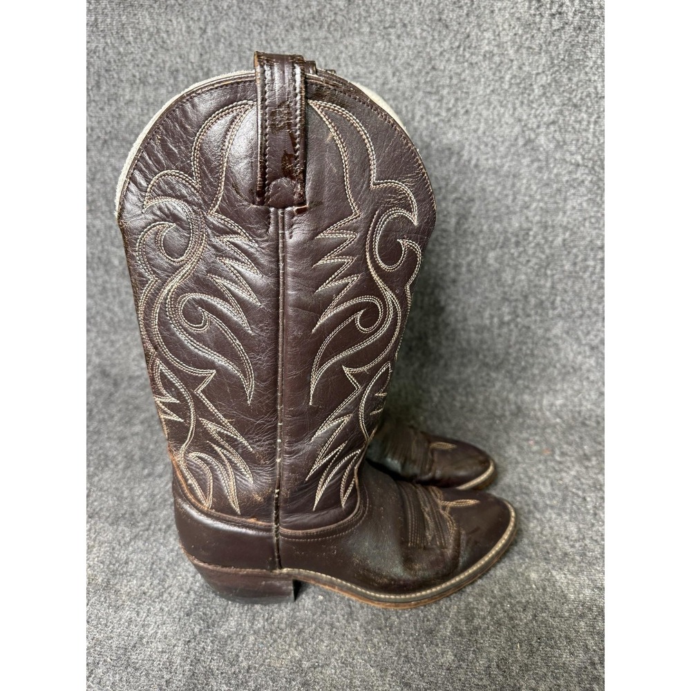 Vintage Acme Boots Mens Size 7 Brown Leather Western Cowboy Pointed Toe Pull On